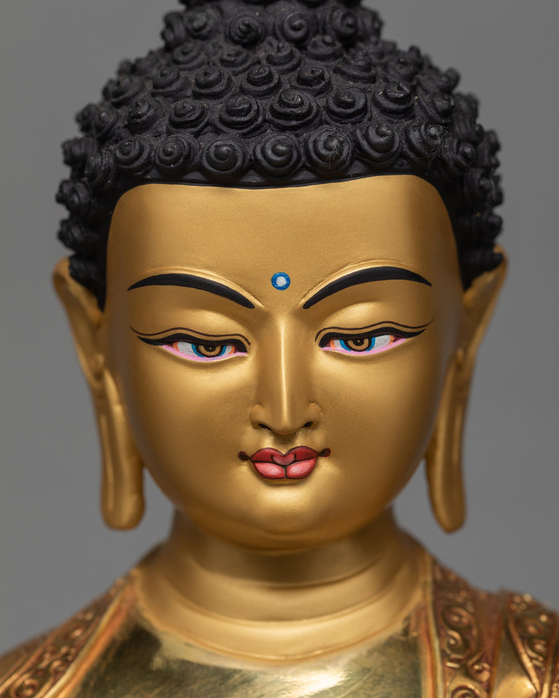 Shakyamuni Buddha Statue, Traditional Hand-carved 24K Gold Gilded Statue