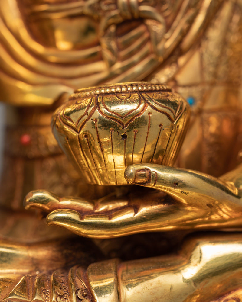Shakyamuni Buddha Statue, Traditional Hand-carved 24K Gold Gilded Statue