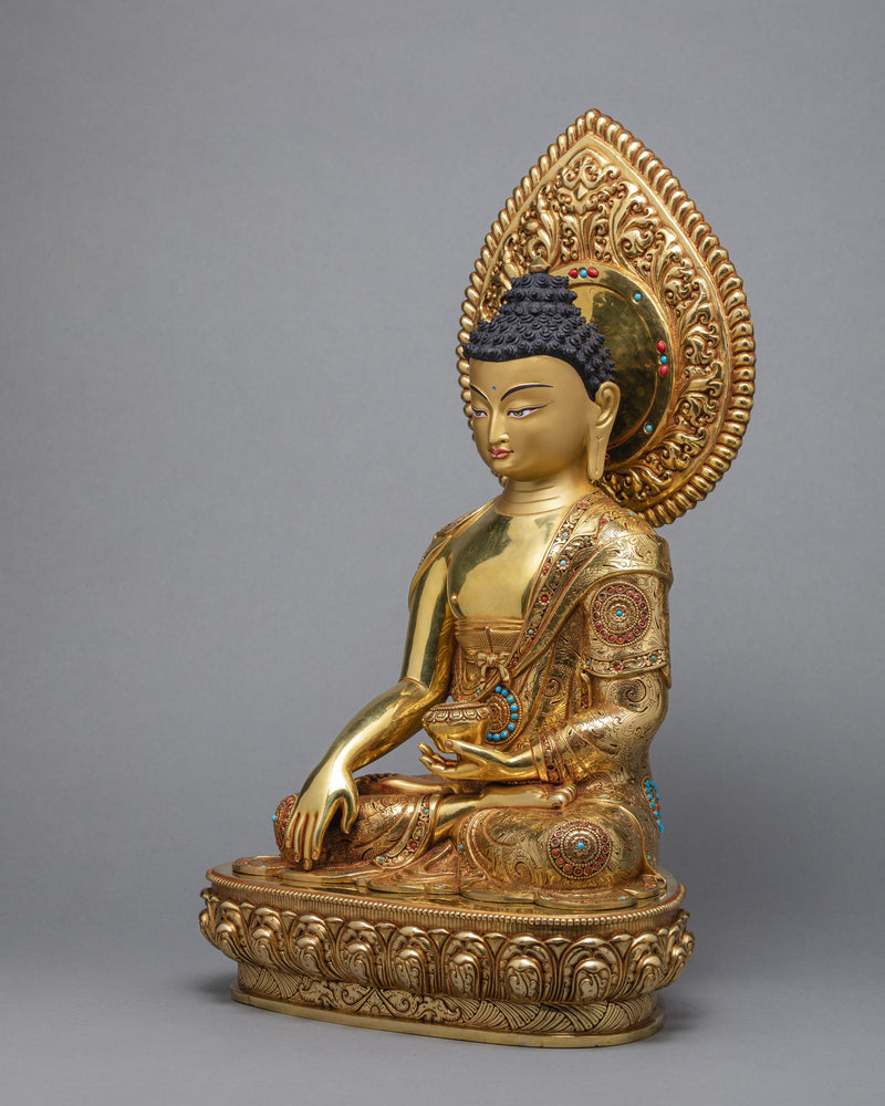 Shakyamuni Buddha Statue | 24K Gold Gilded | Traditional Buddhist Art