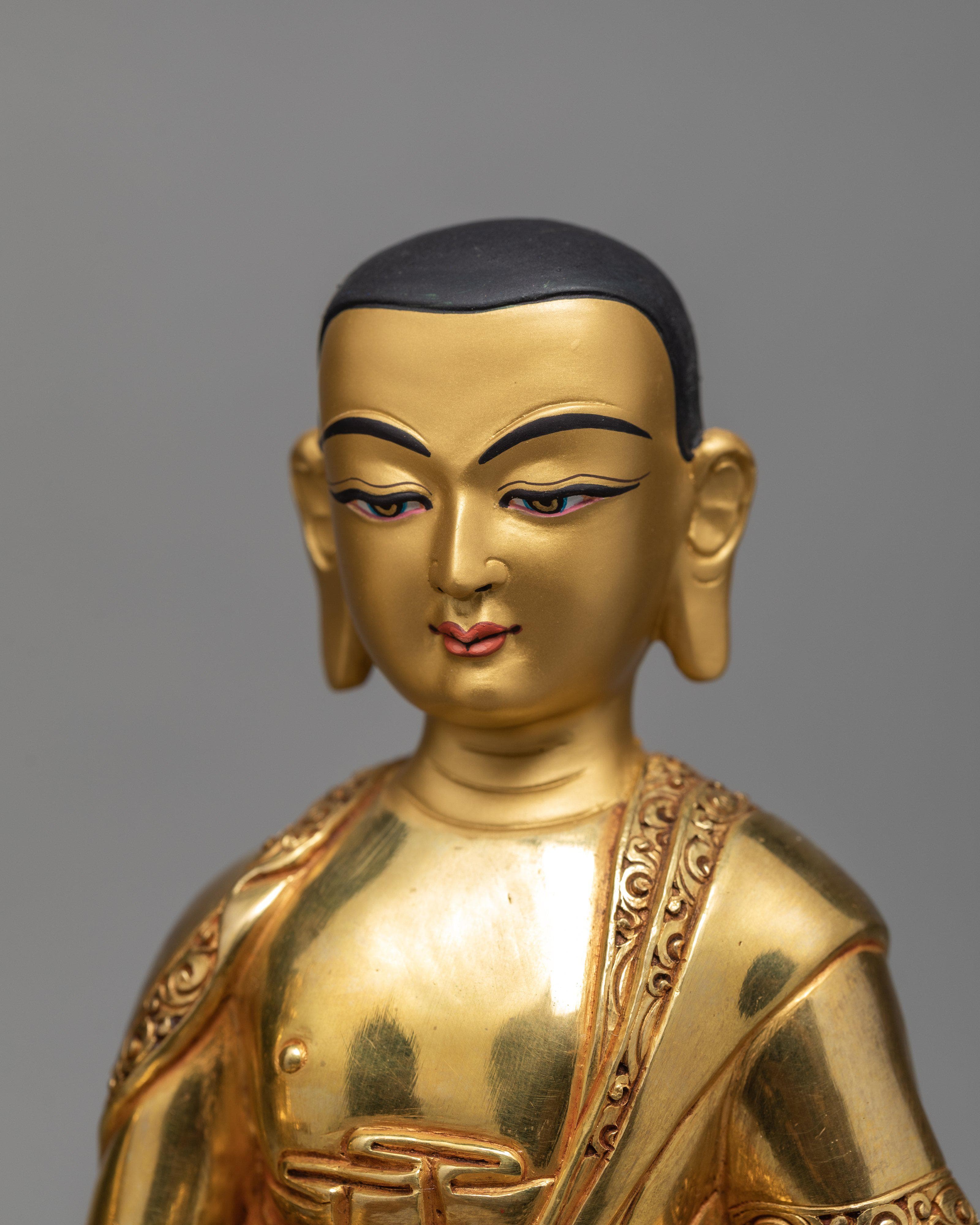 Shakyamuni Buddha with Disciples Shariputra & Maudgalyayana, Traditional Gold Buddha Statue