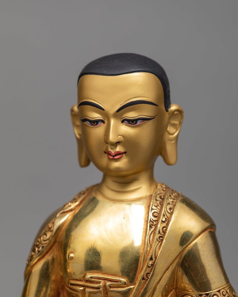 Shakyamuni Buddha with Disciples Shariputra & Maudgalyayana, Traditional Gold Buddha Statue