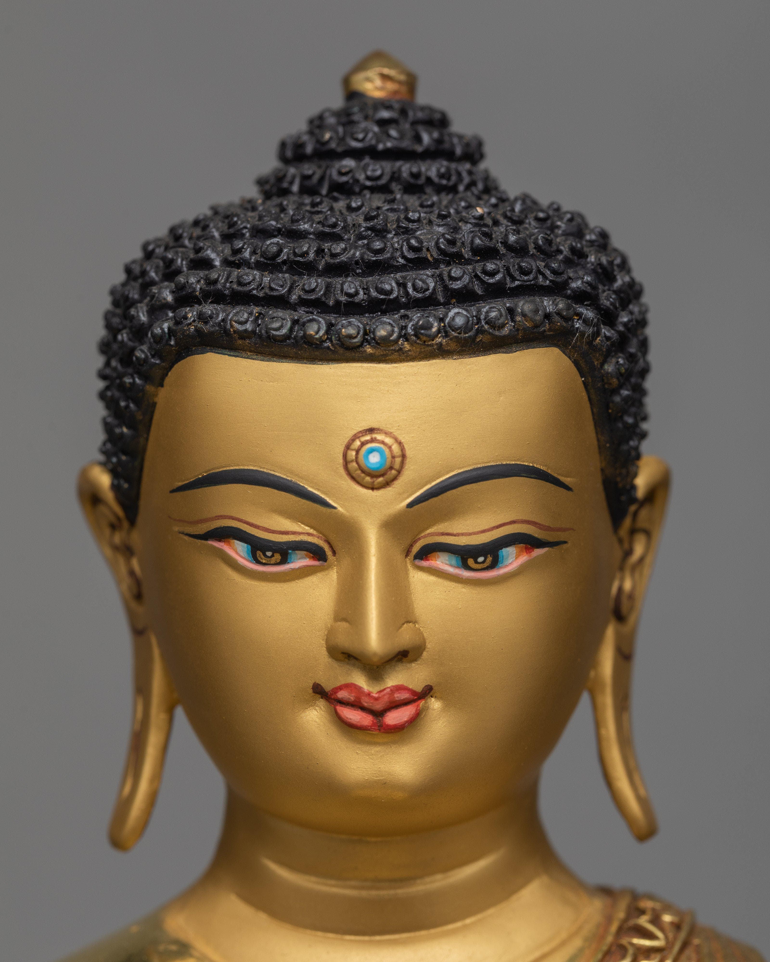 Shakyamuni Buddha with Disciples Shariputra & Maudgalyayana, Traditional Gold Buddha Statue