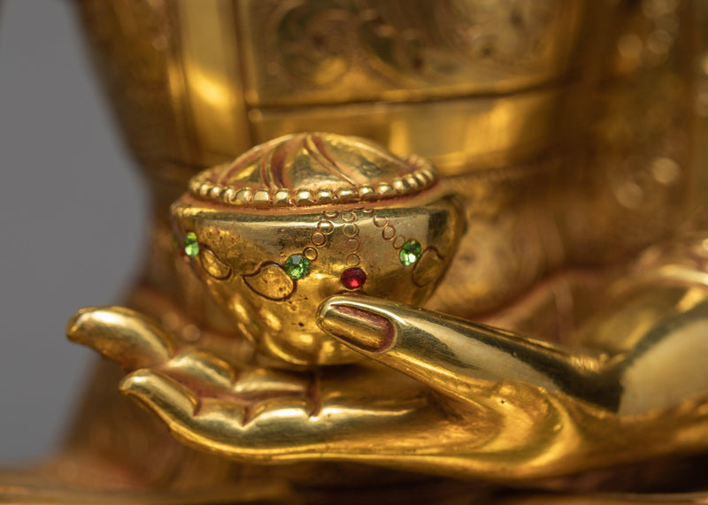 Shakyamuni Buddha with Disciples Shariputra & Maudgalyayana, Traditional Gold Buddha Statue