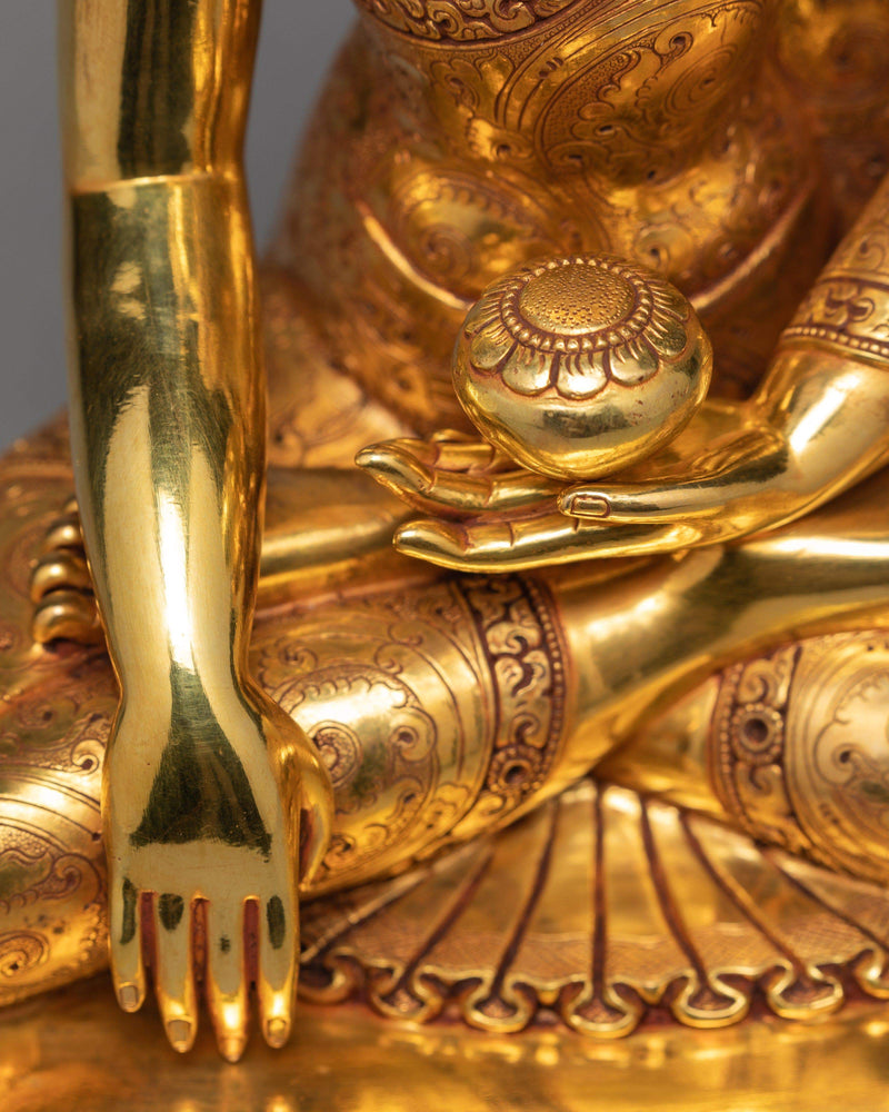 Stunning Shakyamuni Buddha Statue, Traditionally Gilded in 24K Gold, Buddha Art