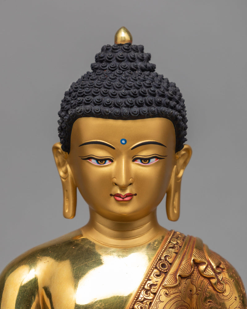 Stunning Shakyamuni Buddha Statue, Traditionally Gilded in 24K Gold, Buddha Art