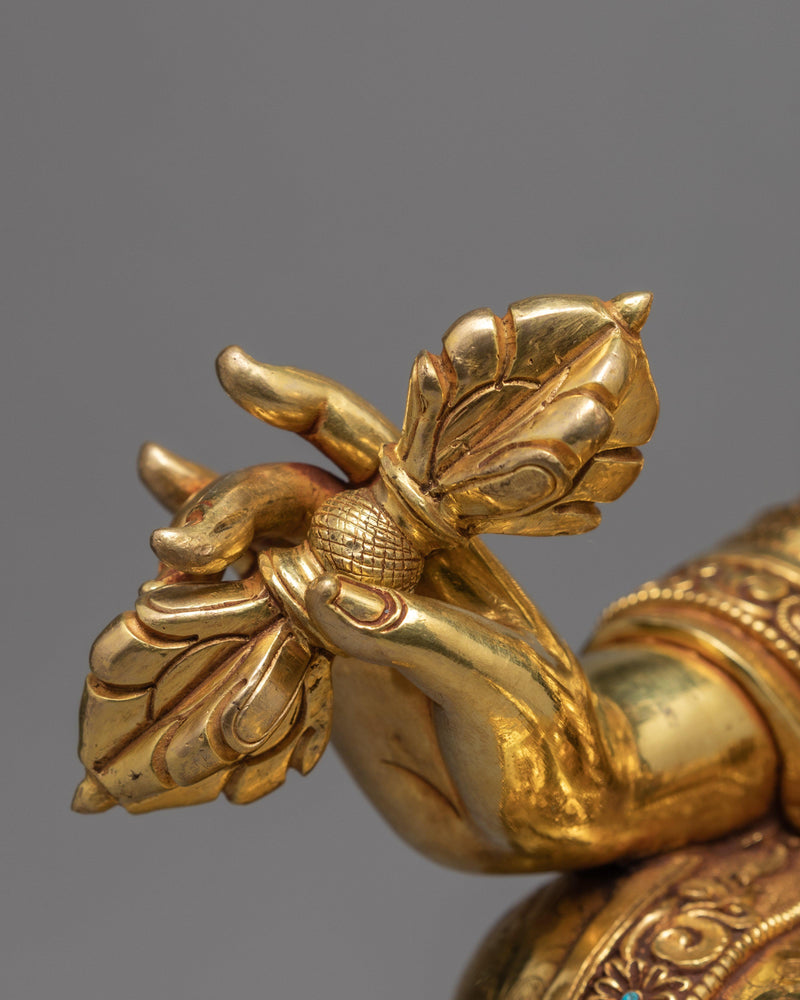Tso Pema Guru Rinpoche Statue, 24K Gold Gilded Statue of Guru Padmasambhava