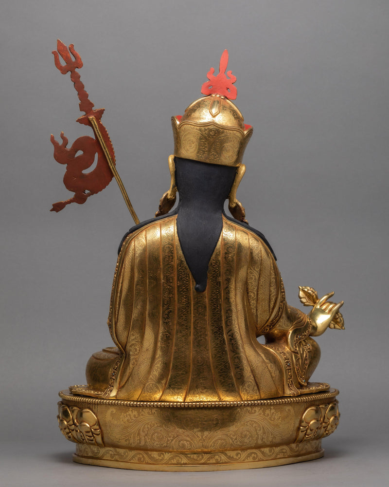 Tso Pema Guru Rinpoche Statue, 24K Gold Gilded Statue of Guru Padmasambhava