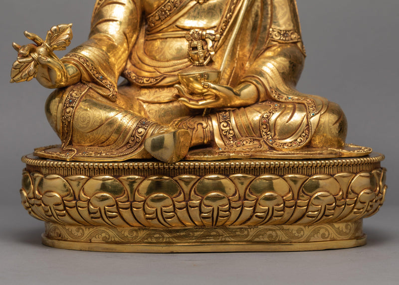 Tso Pema Guru Rinpoche Statue, 24K Gold Gilded Statue of Guru Padmasambhava