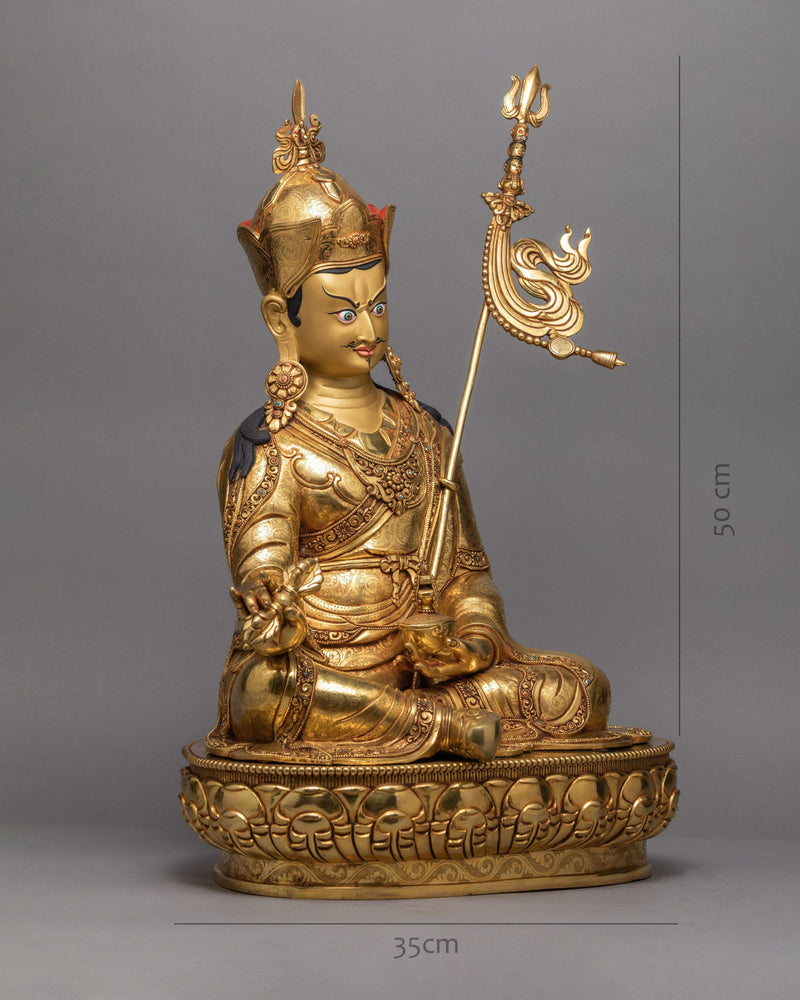 Tso Pema Guru Rinpoche Statue, 24K Gold Gilded Statue of Guru Padmasambhava