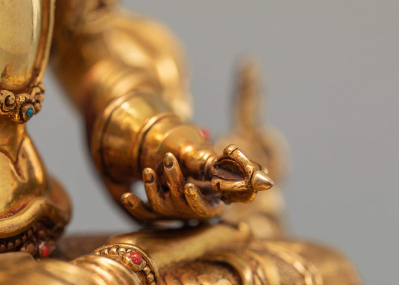 Vajrasattva, Dorje Sempa, 24K Gold Plated Vajrasattva Statue
