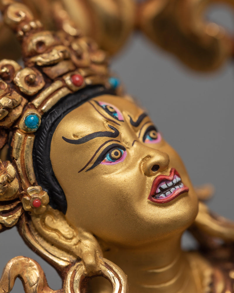 Vajrayogini Statue, Traditionally Hand Carved Dakini Statue Gilded in 24K Gold