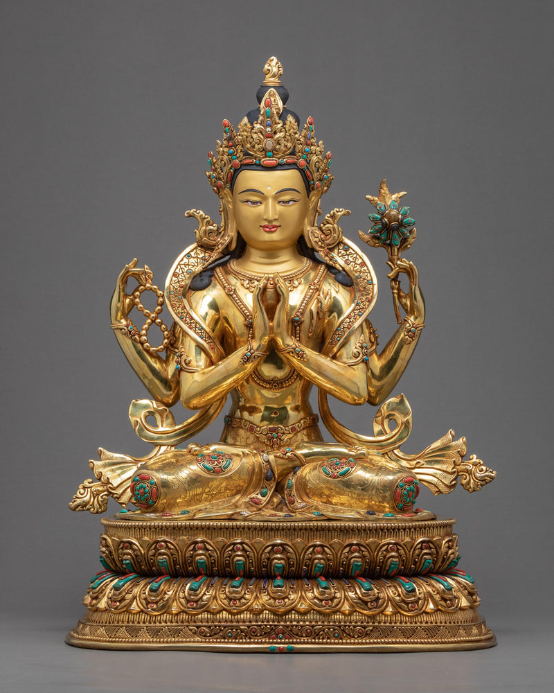 4 Arms Chenrezig, Bodhisattva Of Compassion Statue