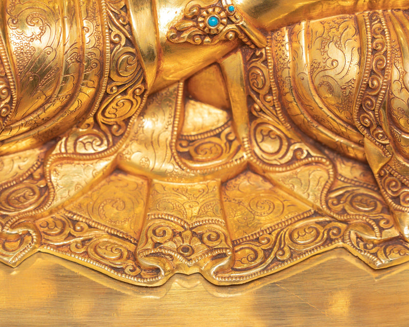 White Tara, Traditionally Hand Carved Tara, 24K Gold Plated Statue
